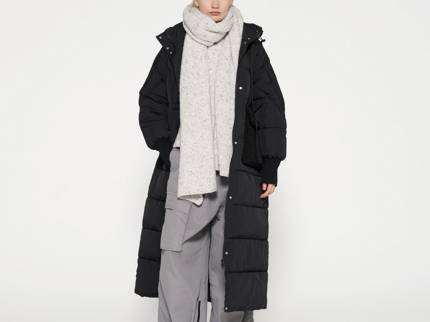 long puffer jacket | black