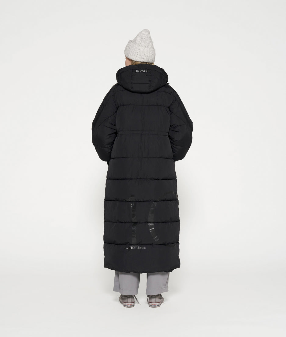 long puffer jacket | black