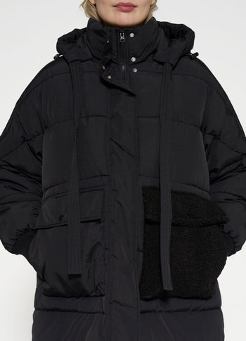 long puffer jacket | black