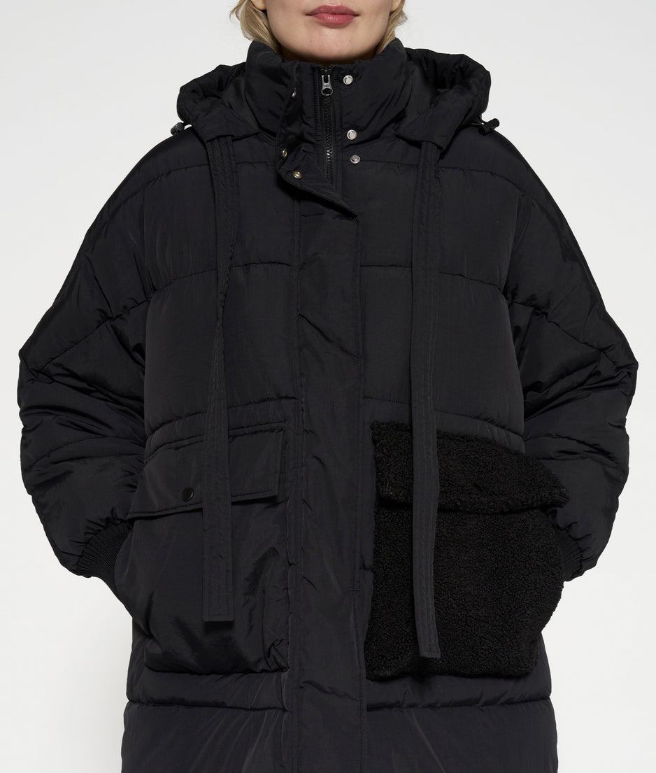 long puffer jacket | black