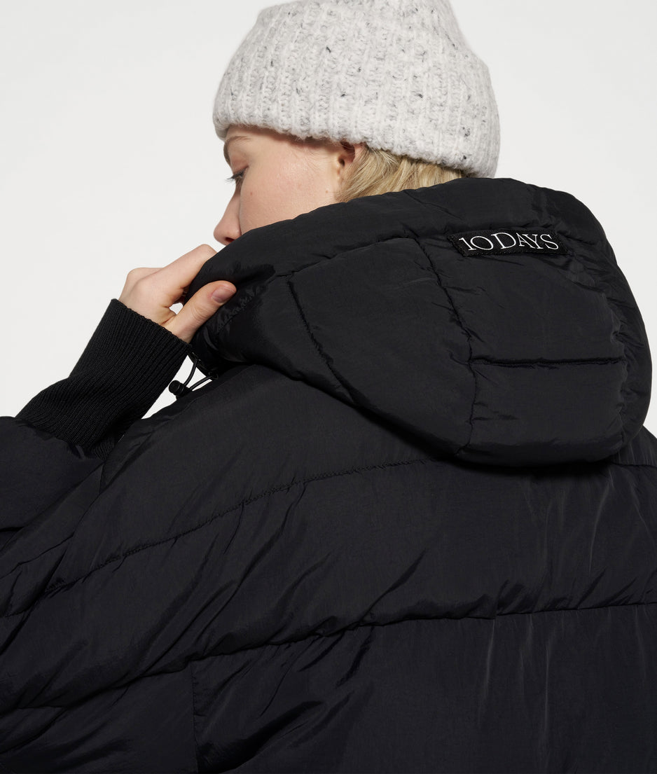 long puffer jacket | black