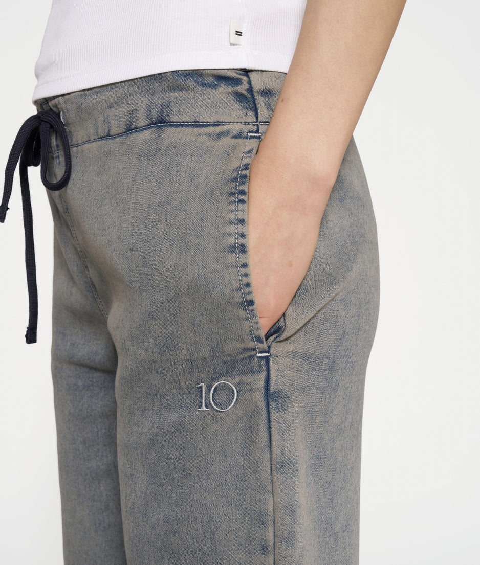 flared jogger jog denim | blue denim