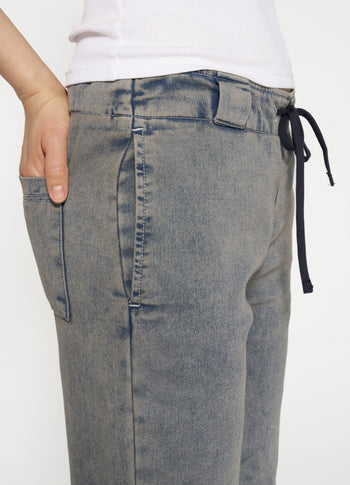 flared jogger jog denim | blue denim