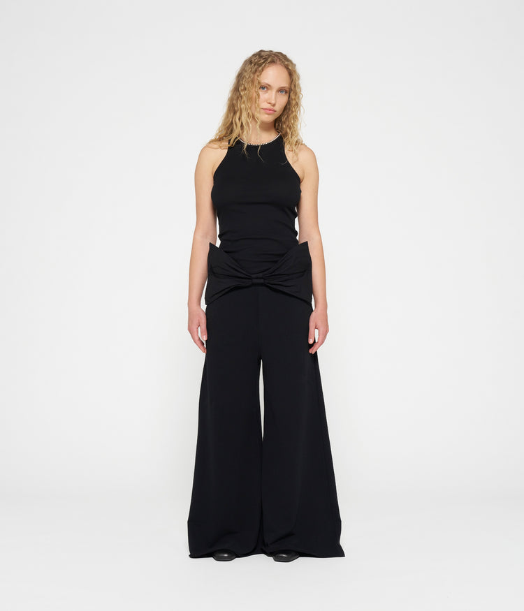 flared jogger bow | black