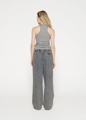 wide pants flowy denim | blue denim