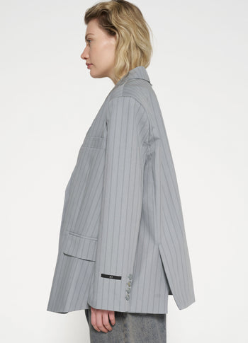 oversized pinstripe blazer | graphite