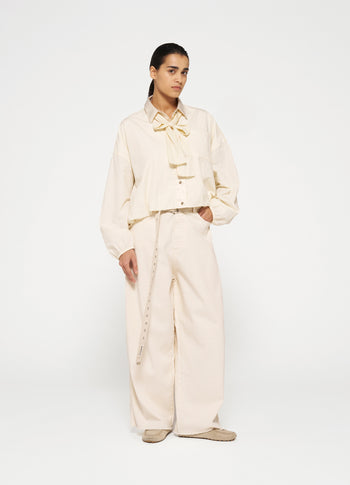 wide twill pants | ecru