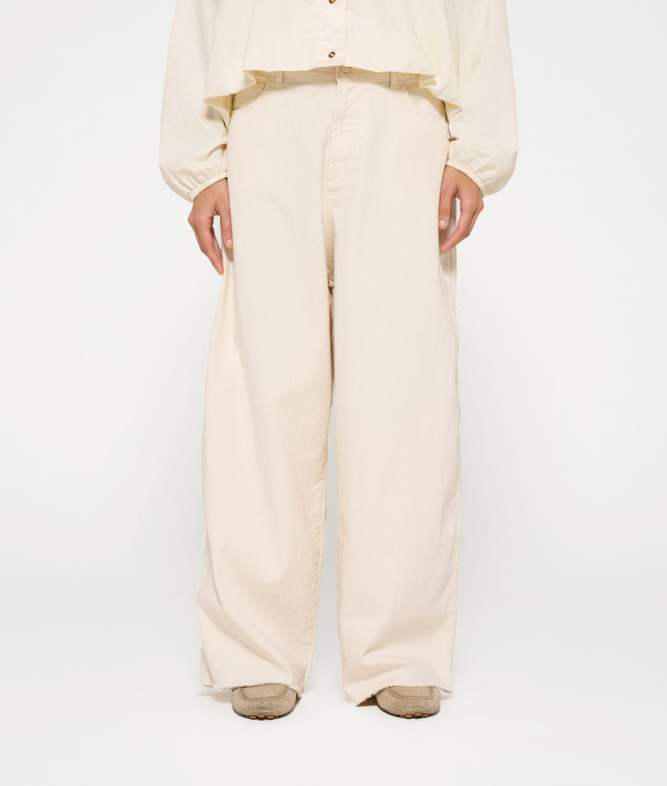 wide twill pants | ecru