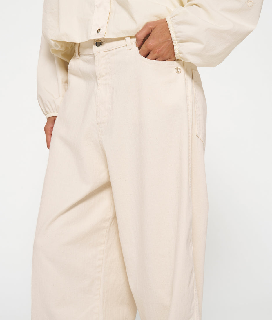 wide twill pants | ecru