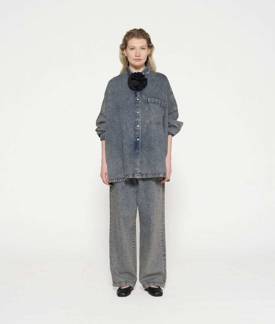 wide pants flowy denim | blue denim