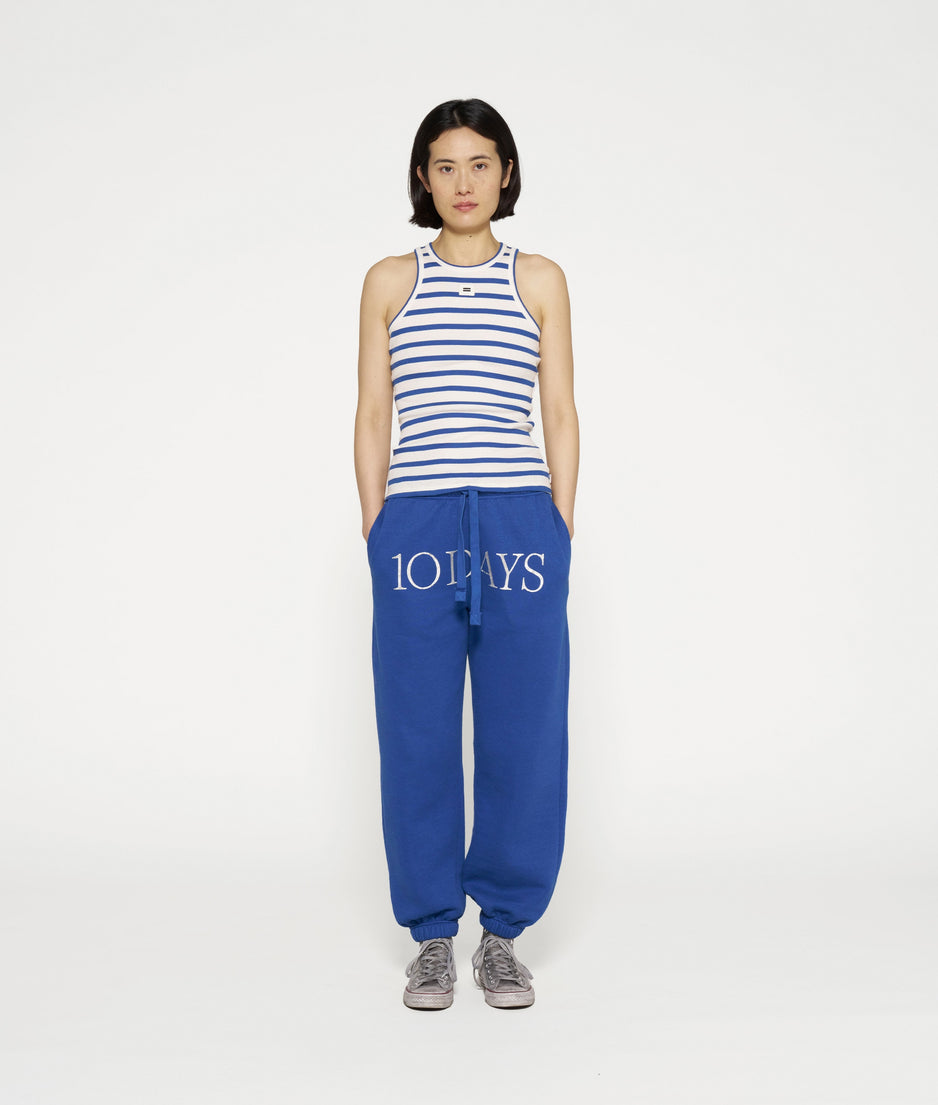 tank top rib stripes | ecru/true blue