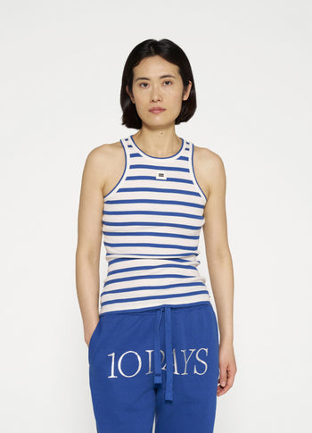 tank top rib stripes | ecru/true blue