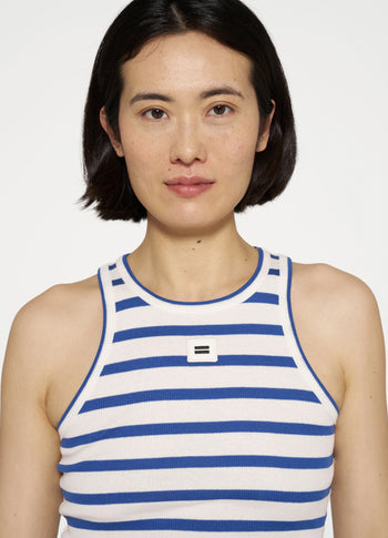 tank top rib stripes | ecru/true blue