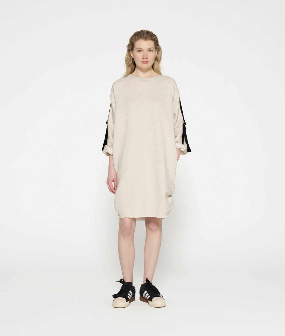 belted raglan dress | soft white melee