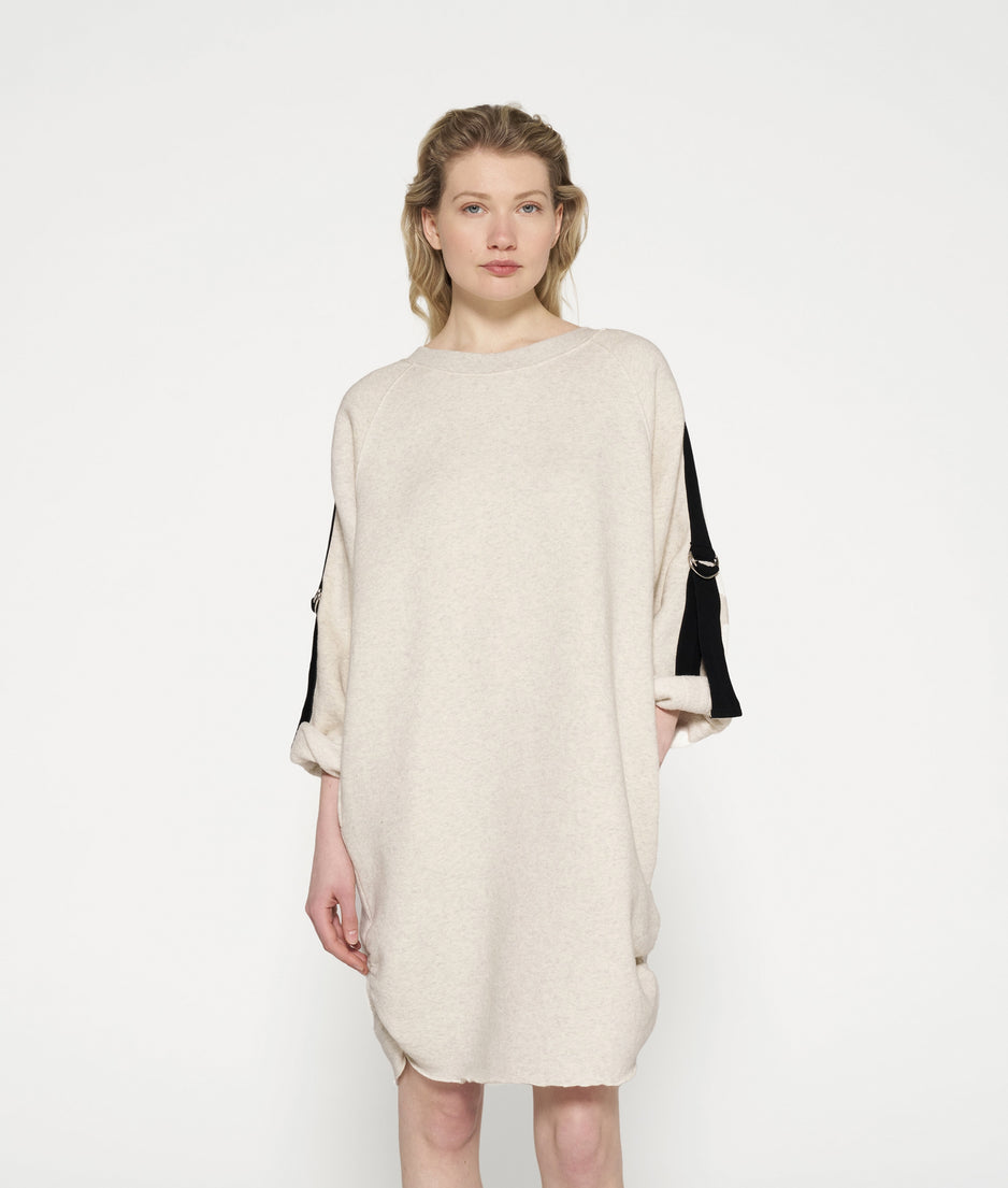 belted raglan dress | soft white melee