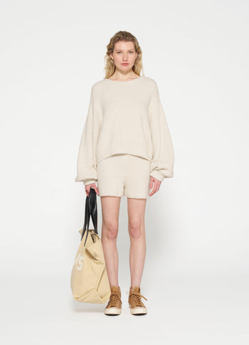 boucle knit shorts | light natural