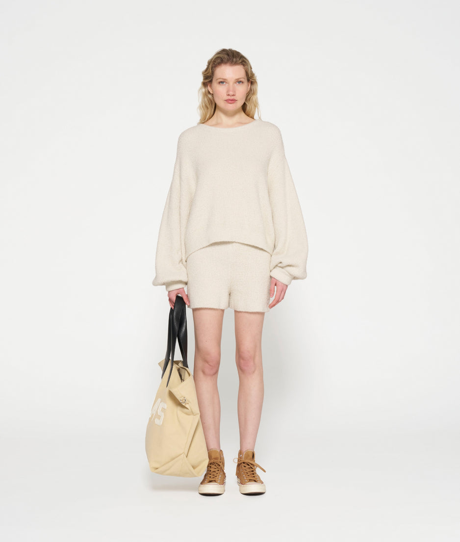 boucle knit sweater | light natural