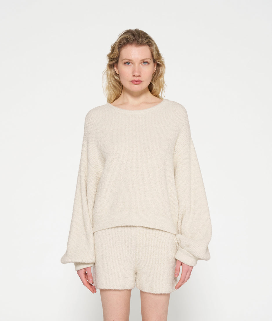 boucle knit sweater | light natural