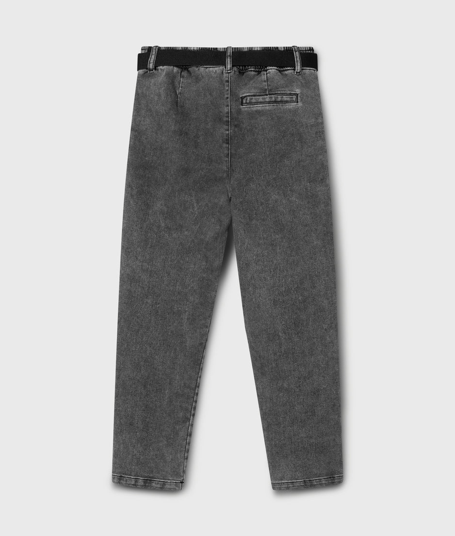 belted pants jog denim | black