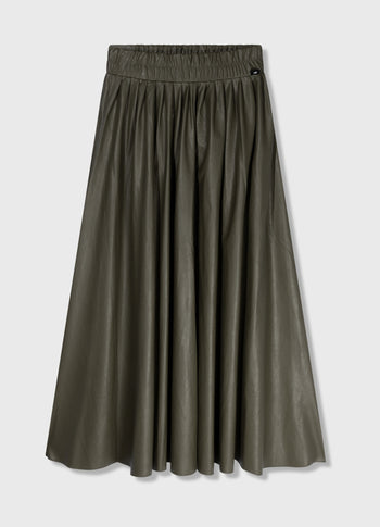 leather look pleated skirt | sage