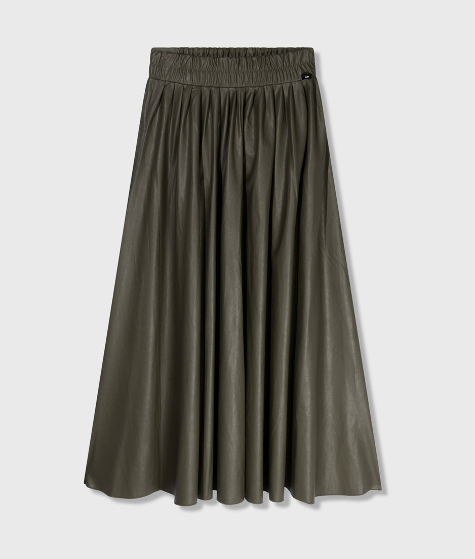 leather look pleated skirt | sage