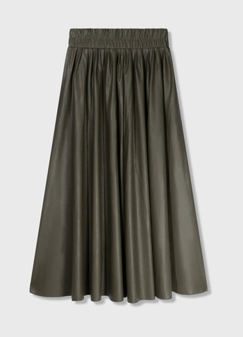 leather look pleated skirt | sage