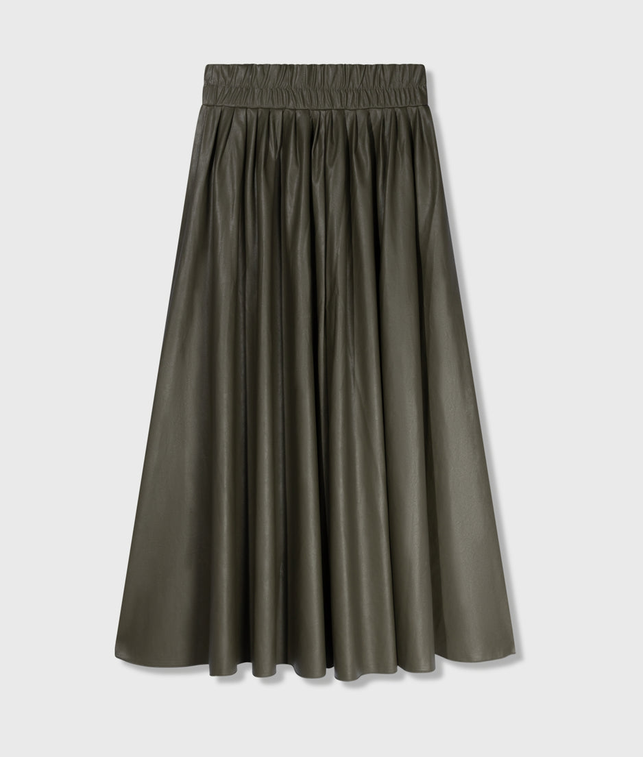 leather look pleated skirt | sage