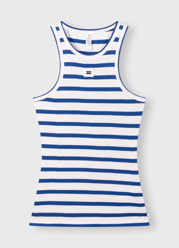 tank top rib stripes | ecru/true blue