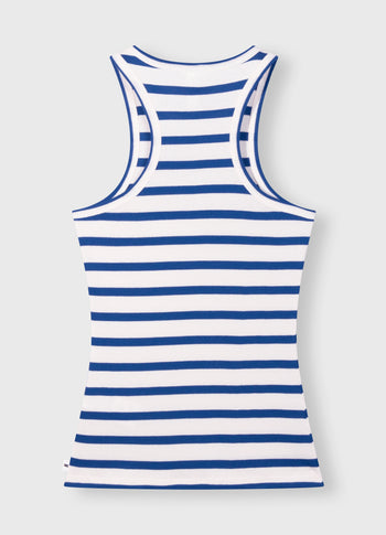 tank top rib stripes | ecru/true blue