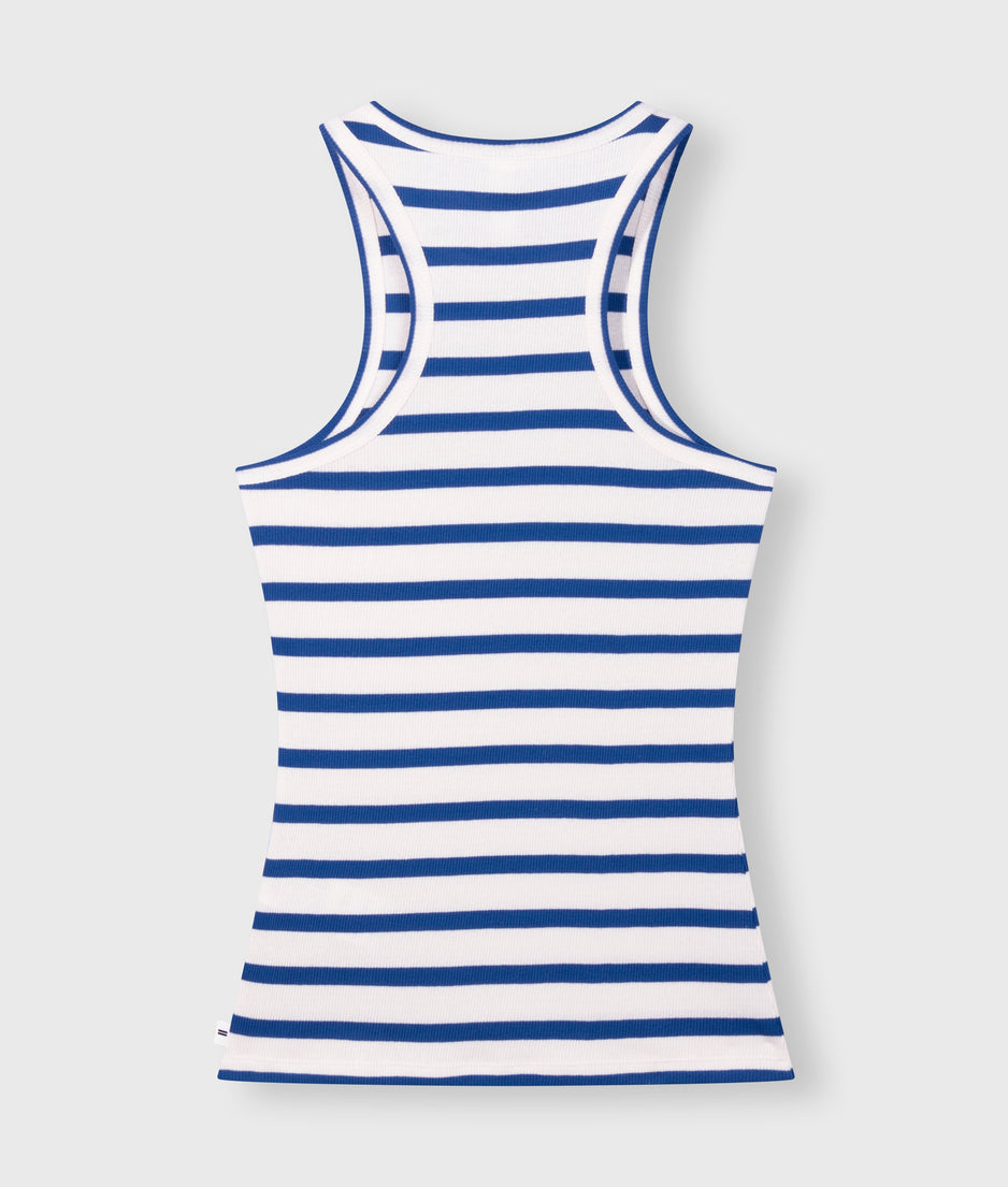 tank top rib stripes | ecru/true blue