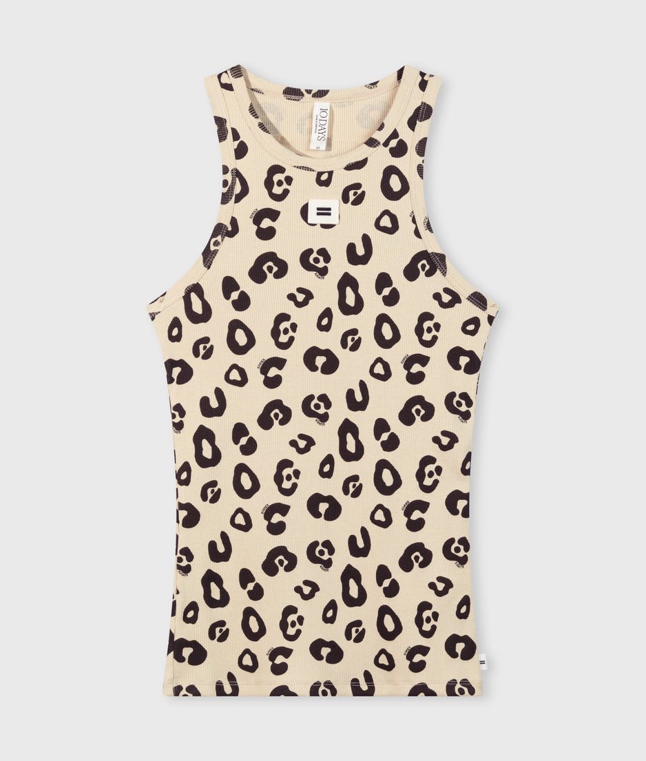 tank top rib leopard | oyster