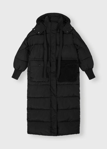 long puffer jacket | black