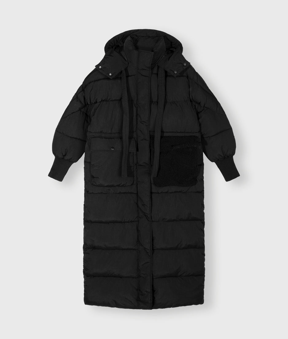 long puffer jacket | black