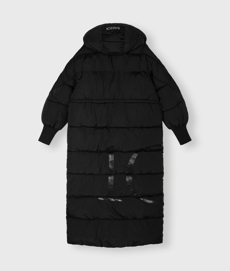 long puffer jacket | black