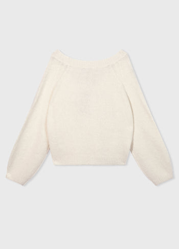 cropped v-neck sweater knit | light natural