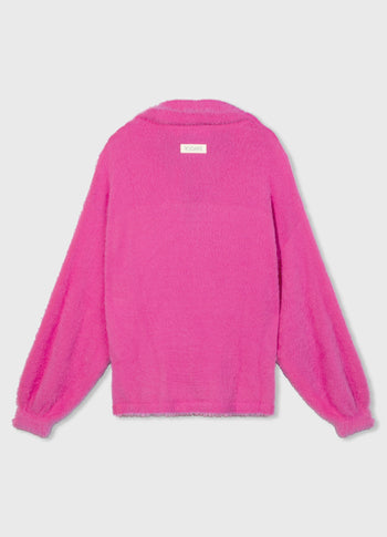 polo sweater hairy knit | bright pink