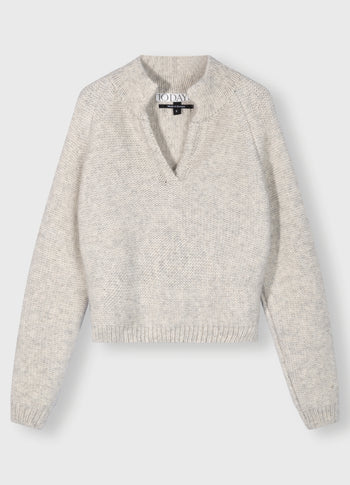 polo knit sweater | light grey melee