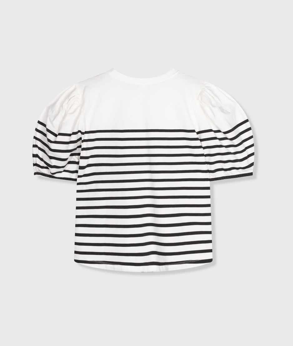 balloon sleeve tee stripes | ecru/black