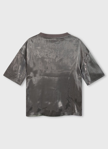 shiny blouse tee | silver