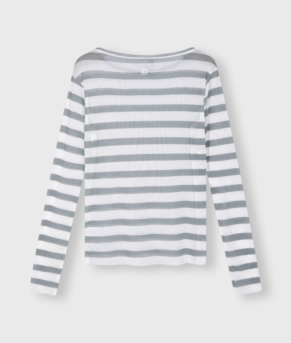 mesh tee stripe | ecru/graphite