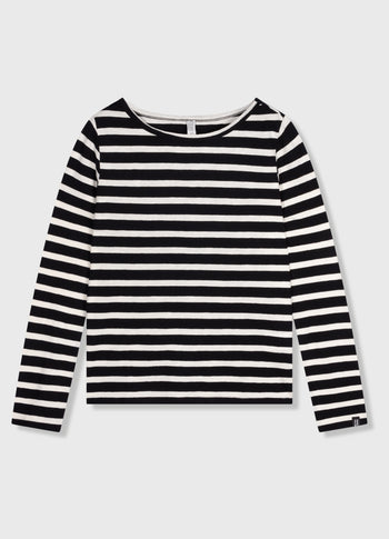 long sleeve tee stripes | black/light natural