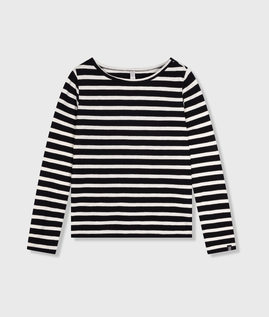 long sleeve tee stripes | black/light natural