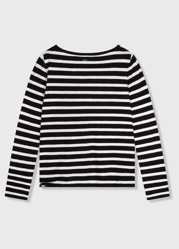 long sleeve tee stripes | black/light natural