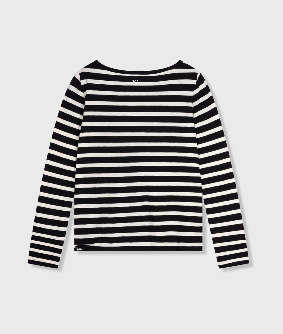 long sleeve tee stripes | black/light natural