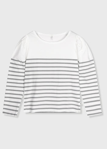 puff long sleeve tee stripes | ecru/graphite