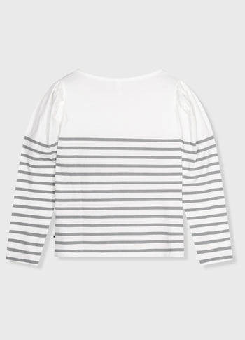 puff long sleeve tee stripes | ecru/graphite