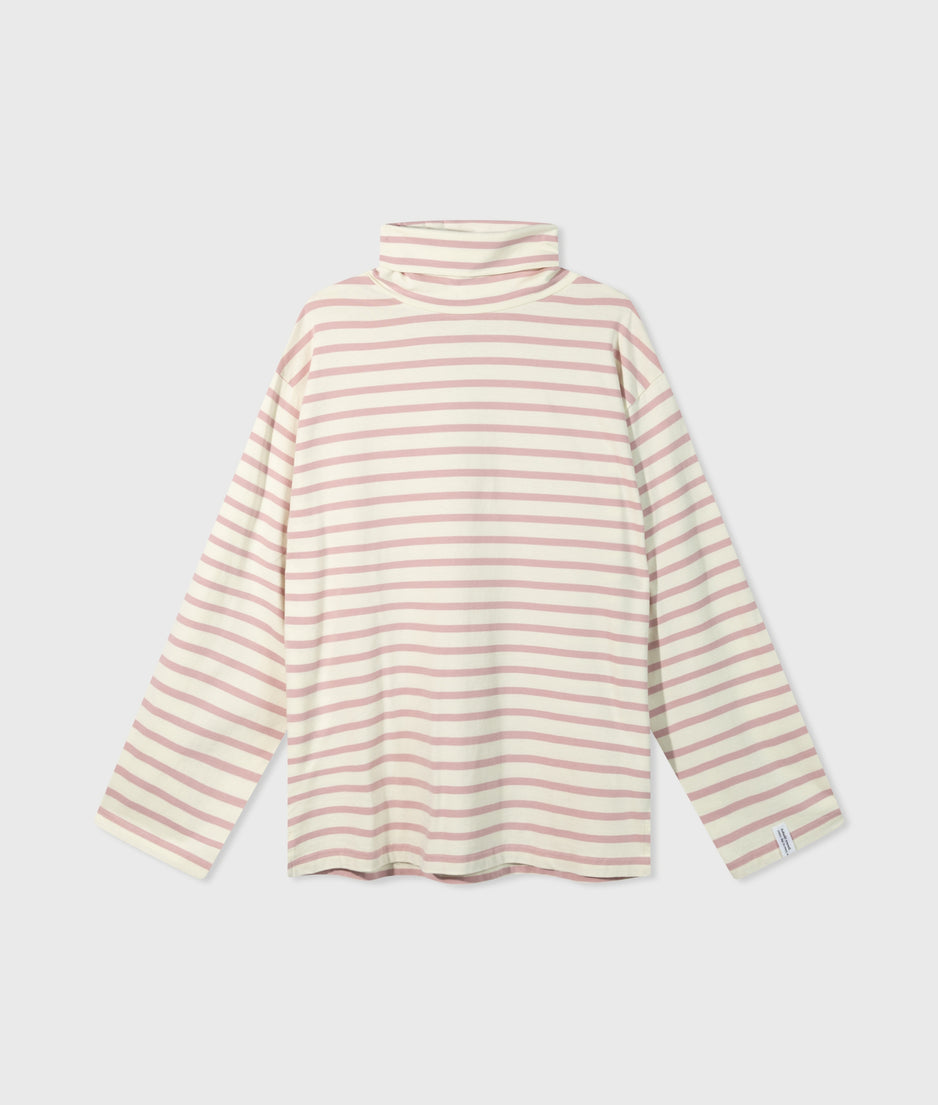 longsleeve coll tee stripes | light natural/dusty pink