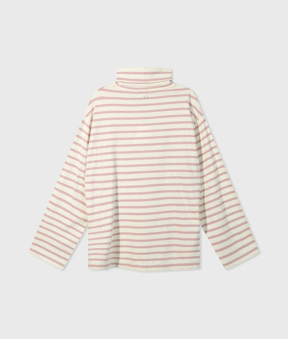 longsleeve coll tee stripes | light natural/dusty pink