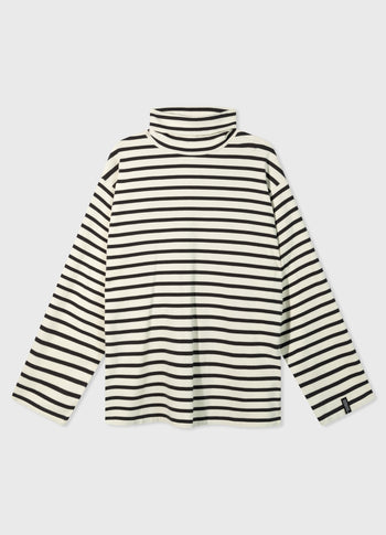 longsleeve coll tee stripes | light natural/grey raven