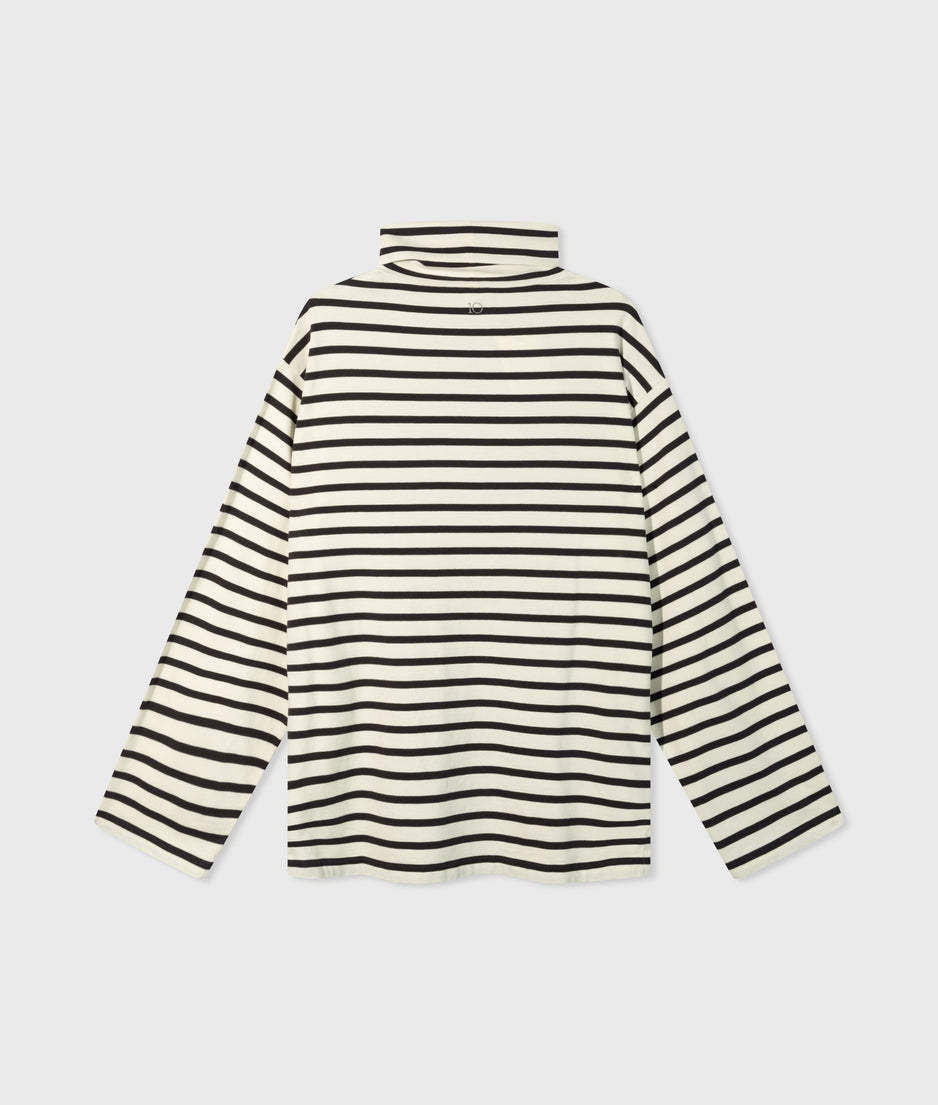 longsleeve coll tee stripes | light natural/grey raven